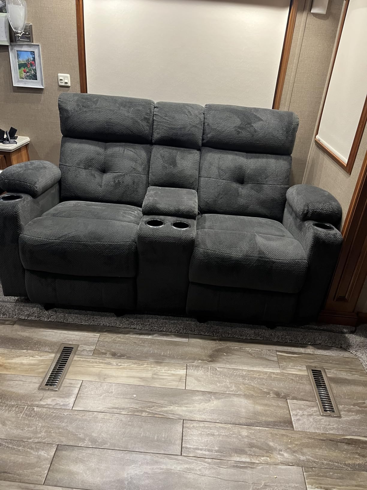 Power Reclining Sofa with Heat and Massage, RV Wall Hugger Recliner Sofa, Grey customer photo 1