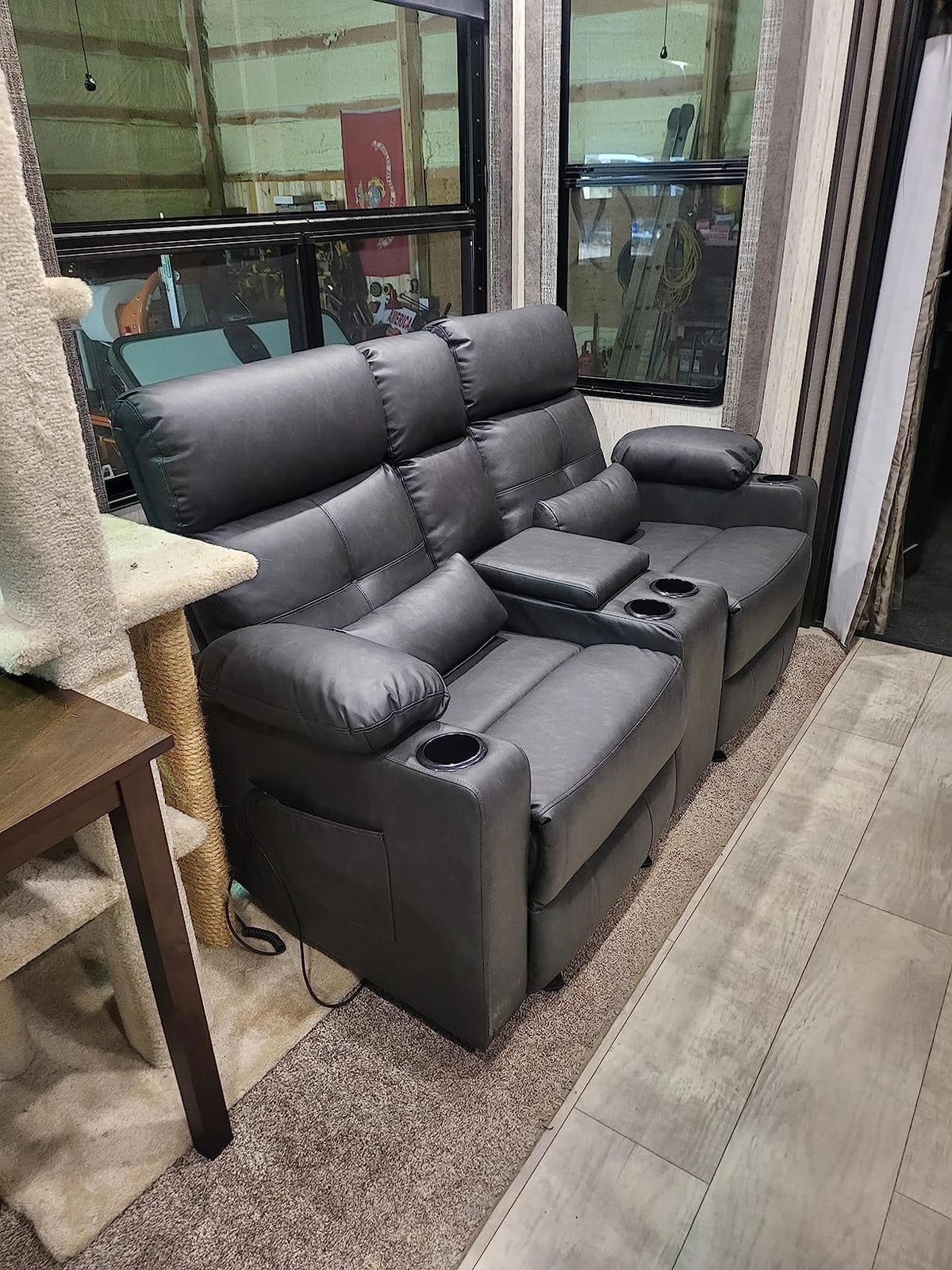 Power Reclining Sofa with Heat and Massage, RV Wall Hugger Recliner Sofa, Grey customer photo 2