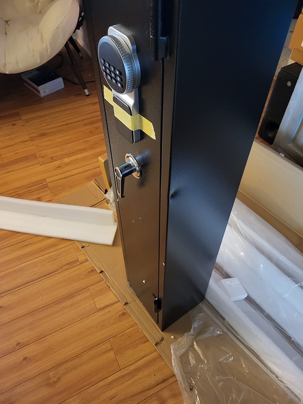3-5 Long Gun Safe, Anti-Pry Cabinet for Scoped Rifles & Shotguns | Heavy-duty anti-pry construction, digital keypad, backup battery box, pre-drilled mounts, great for garage & hunting customer photo 1