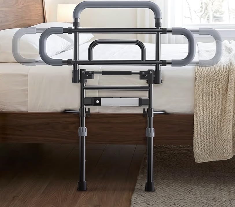 Bed Rails for Elderly Adults Safety, 180° Foldable Bed Rail with Adjustable Height & Width, 350lb Load, Extra-High Design, Wide Base, LED Light & Storage Pockets - Fits King/Queen/Full/Twin Beds customer photo 2