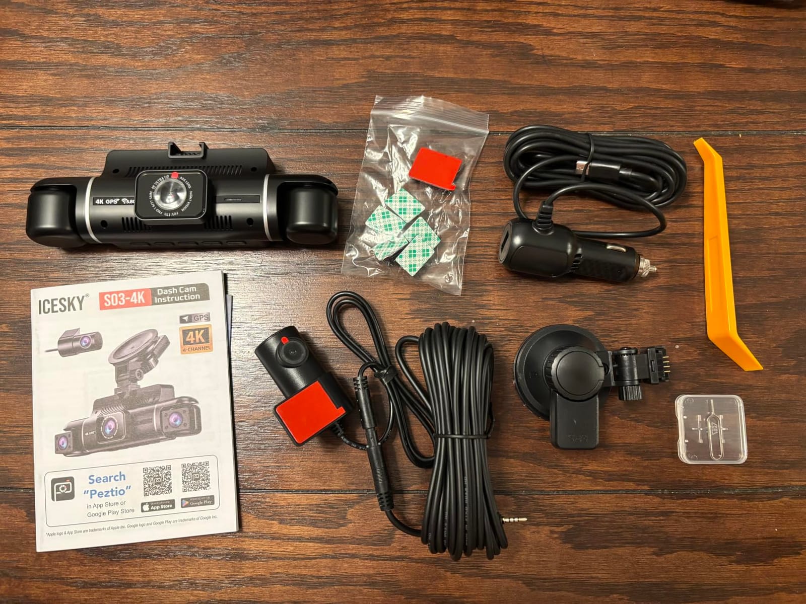 Icesky S03 4K Dash Cam Front Rear Inside Left Right with GPS, Free 128GB SD Card, 5.8GHz WiFi 6 (Up to 20MB/s Download), 4 Channel 360° Dash Camera for Cars, G-Sensor 8 IR Light, Parking Mode, Black customer photo 1