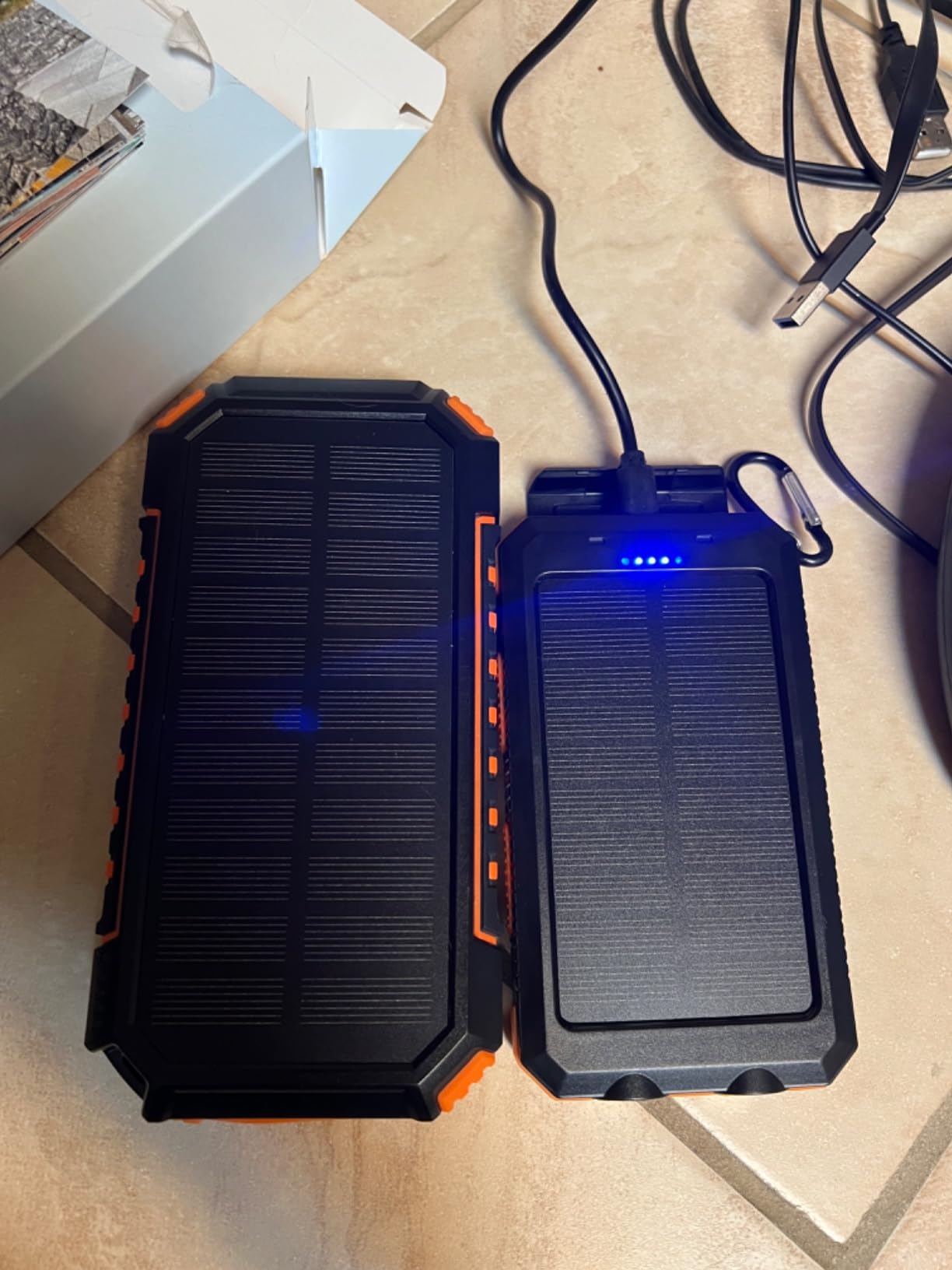 Durecopow Solar Charger Power Bank 20,000mAh, Portable Charger, 4 Cables 3 Ports Fast Charging External Battery Pack with USB C for Cell Phones, Solar Panel Charger with Dual Flashlight for Camping customer photo 1