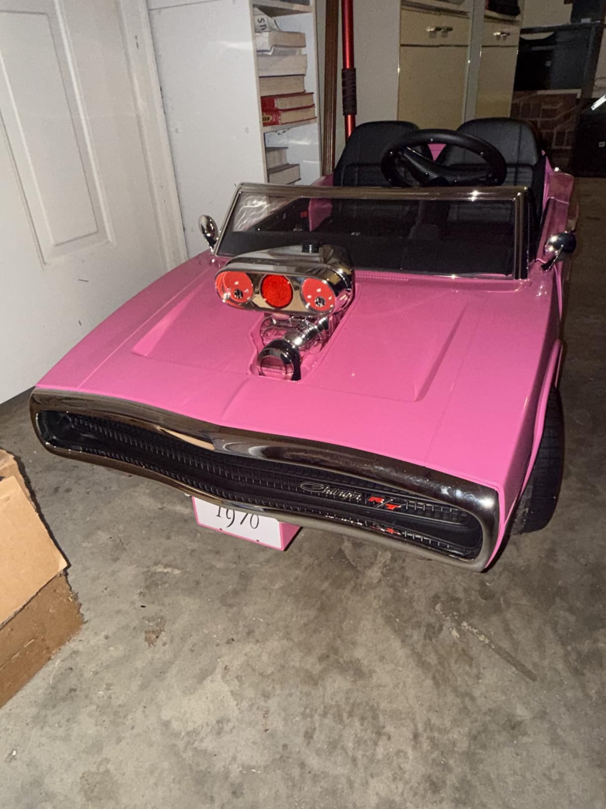 First Ride On 24V Ride on Toys for Big Kids, Licensed 1970 Dodge Charger R/T Ride on Car w/Iconic Hood-Mounted Supercharger, 2 Seater Kids Electric Car w/Remote Control, LED Lights, Bluetooth (Black) customer photo 2