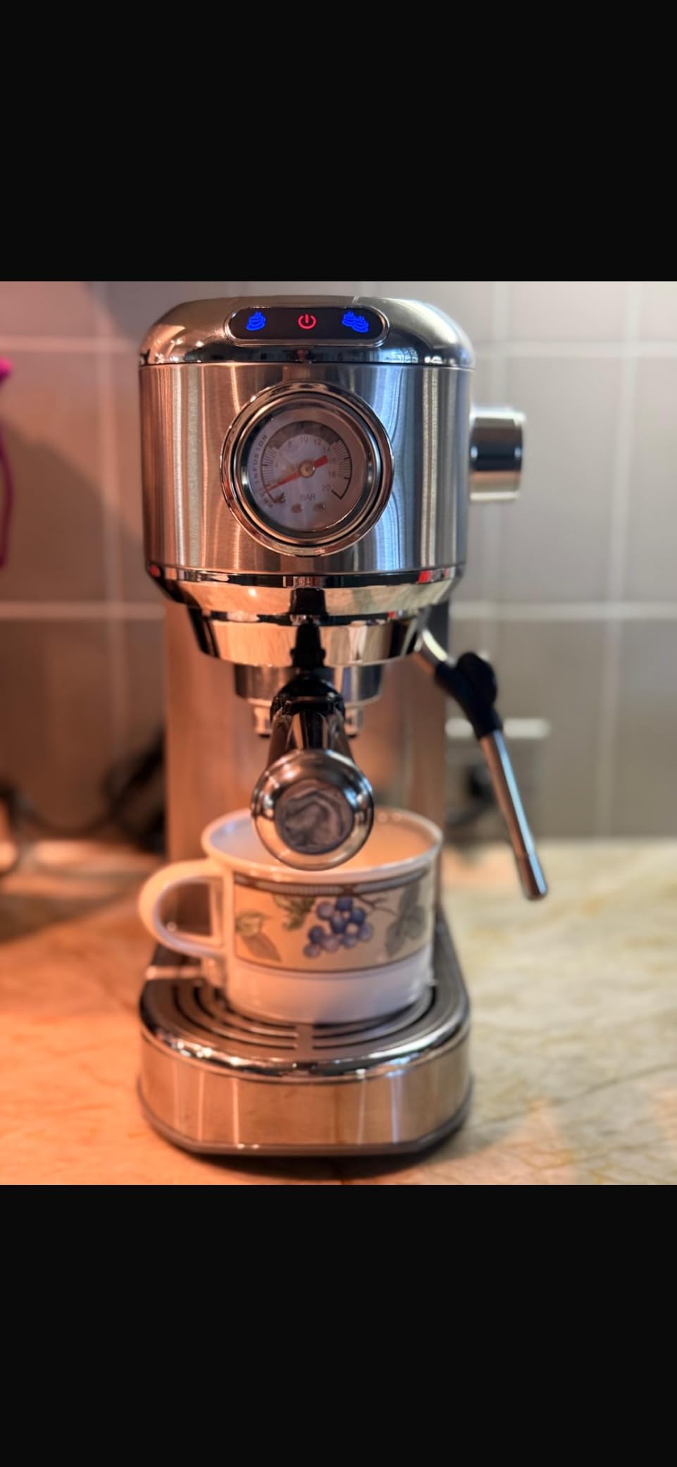Espresso Machine 20 Bar, Compact Espresso Coffee Machine with Milk Frother, Stainless Steel Coffee Maker with 34oz Removable Water Tank, Cappuccino Machine for Home, Office, Latte (Silver) customer photo 1