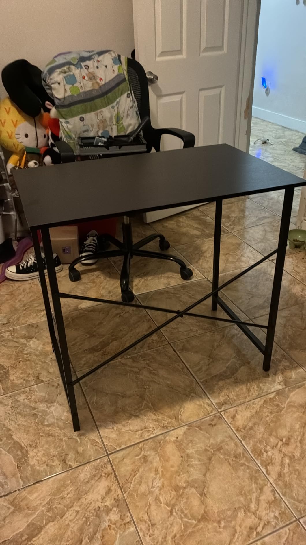 DUMOS 32 Inch Small Computer Desk for Home Office, Modern Study Writing Gaming Work Table Simple Style for Bedroom with X-Shaped ReInchforcement, Rustic Brown customer photo 2