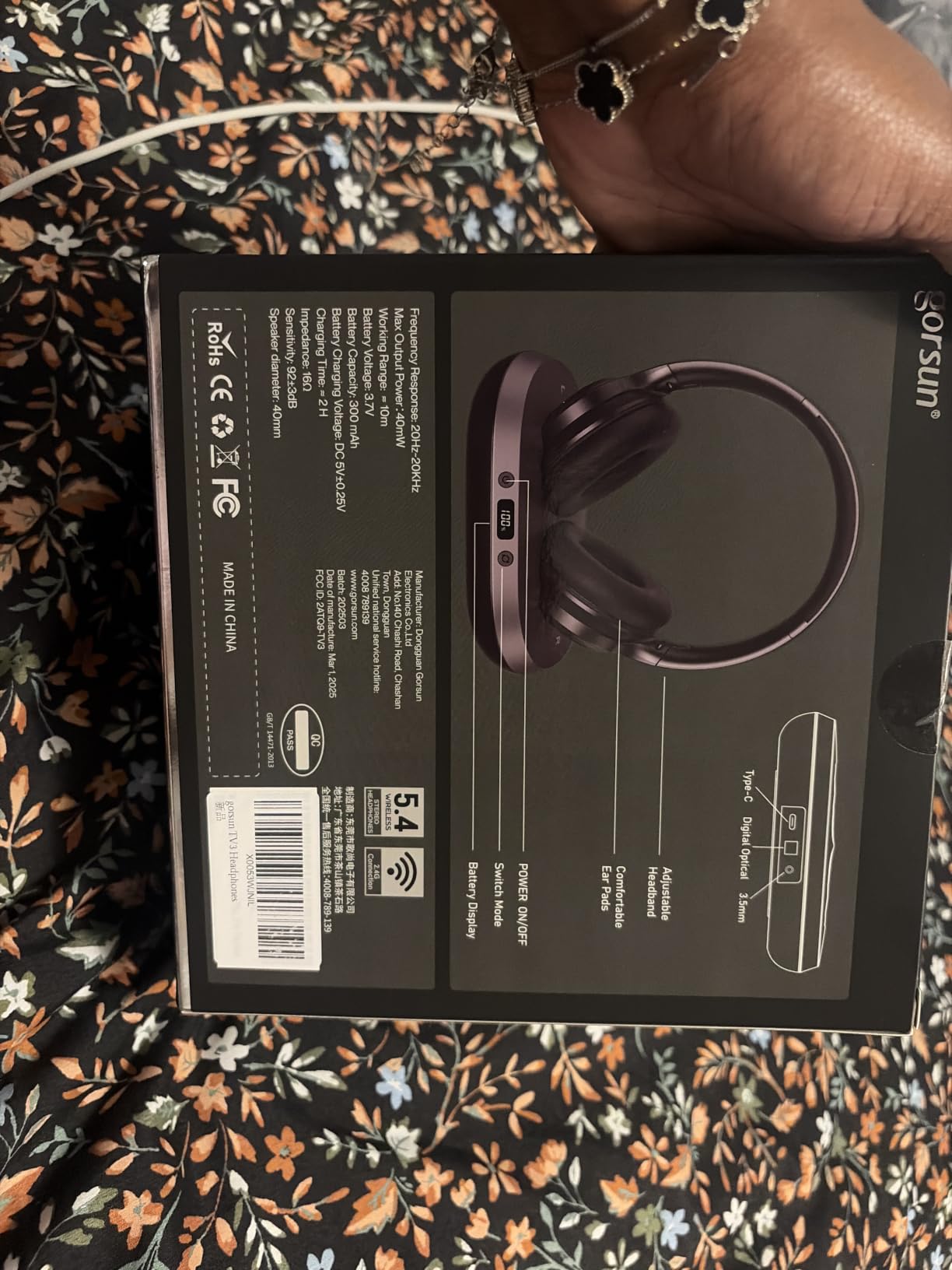 TV3 New Upgrade Wireless Headphones for TV, 2.4G Low Latency Over-Ear Headset, Transmitter & Charging Base, 65H Playtime, Plug & Play, Optical AUX RCA Compatible for Seniors & Family customer photo 1