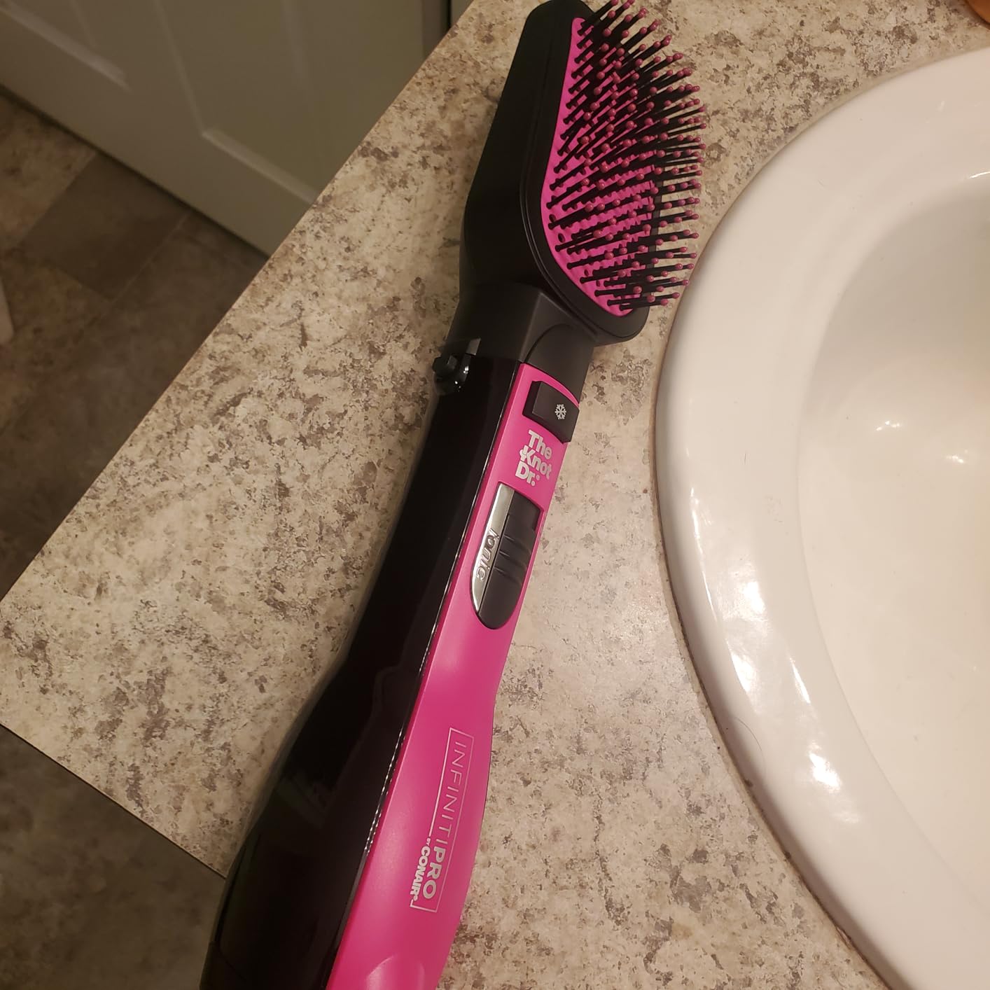 Conair All-in-One Hot Air Brush, Ionic Technology, Mixed Bristles, 1000W | Hair dryer brush for all hair types, ion generator helps reduce frizz, multiple heat settings, cool shot button, 6-foot cord customer photo 1