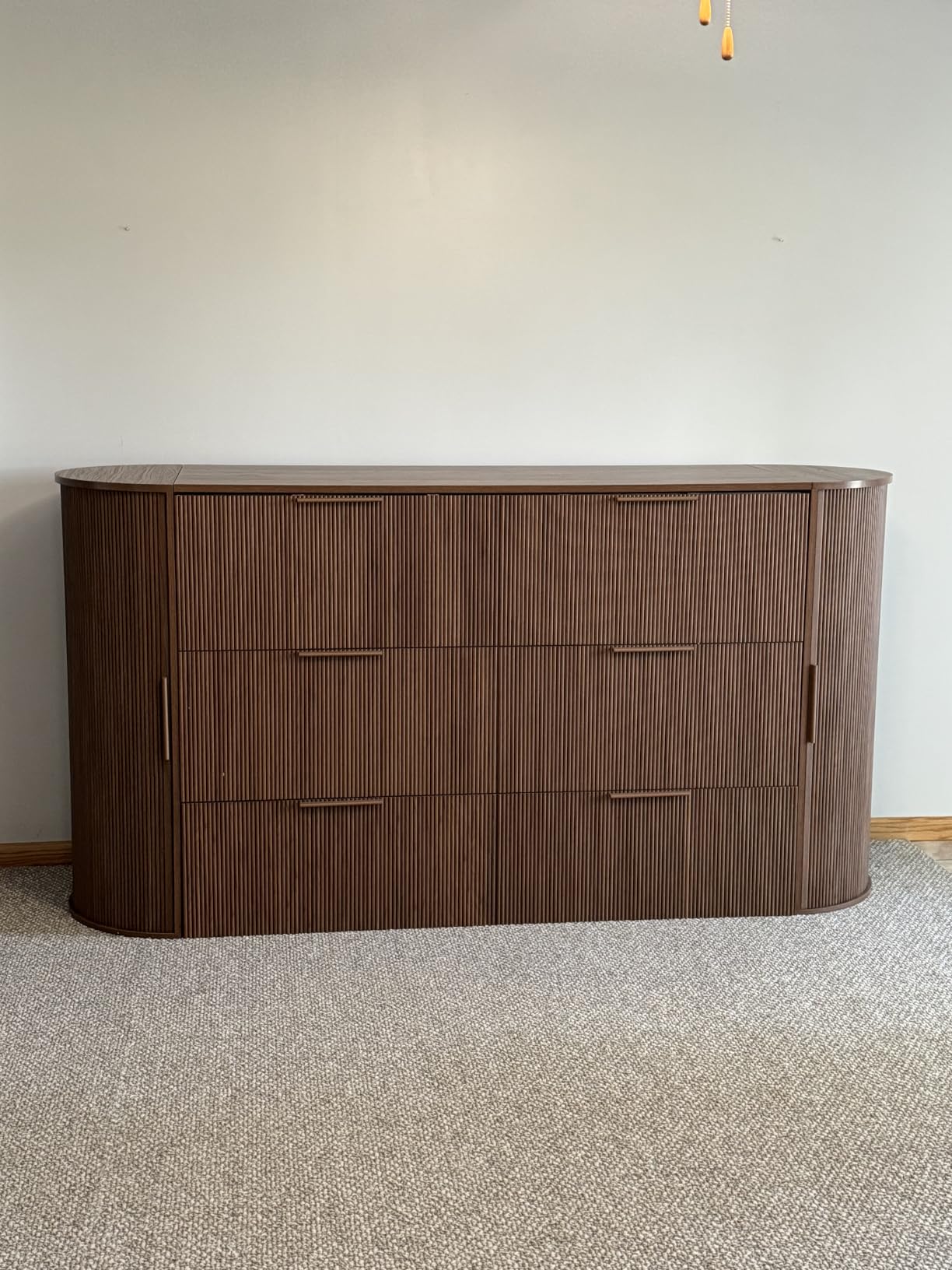 AMERLIFE Queen Murphy Bed with Storage & Sliding Tambour Door | Natural Oak Cabinet Bed, Modern Cabinet, Bedside Shelves, Curved Fluted Design, Charging Station, Guest Room & Home Office customer photo 2