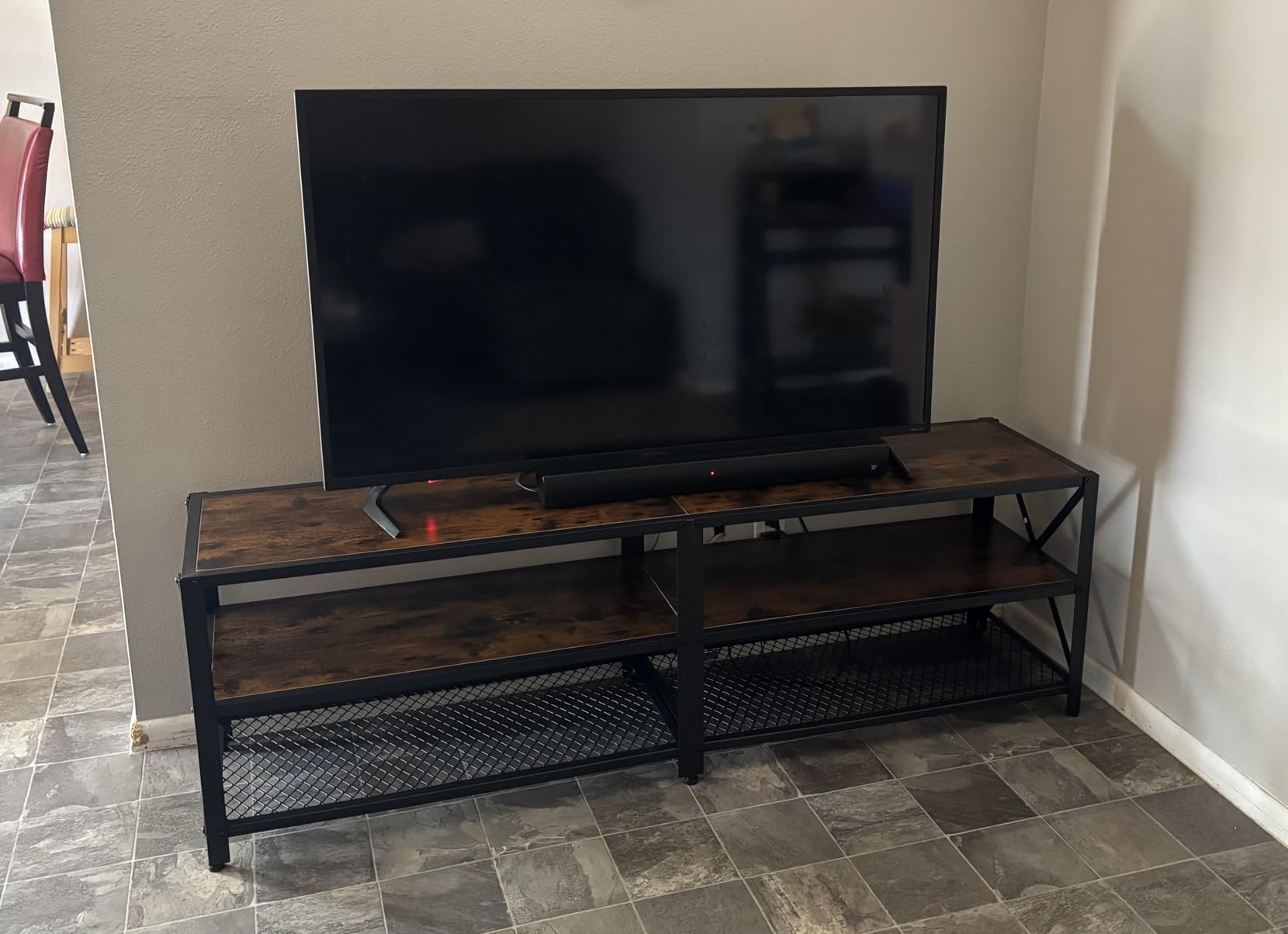 VASAGLE 58 Inch TV Stand, Mid Century Entertainment Center with Storage | Media Console Table for Living Room, TV table with Fluted Sliding Doors for 65'' TV, Walnut, MIRIANA Collection ULTV633K101 customer photo 1
