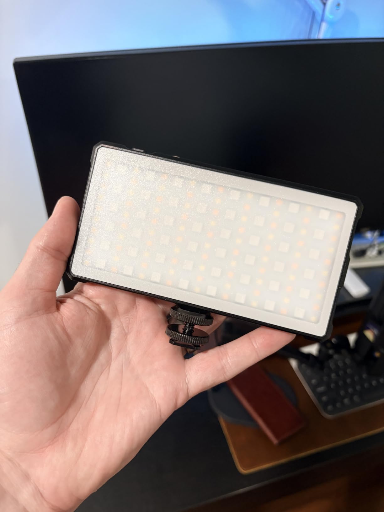 NEEWER Basics RGB Video Light, 9W 2700K-7500K Portable Full RGB Colors 17 Scenes CRI97, 4000mAh Rechargeable Metal Small LED Camera Panel Lighting for DSLR Tripod Streaming Video Recording, SL90C customer photo 2