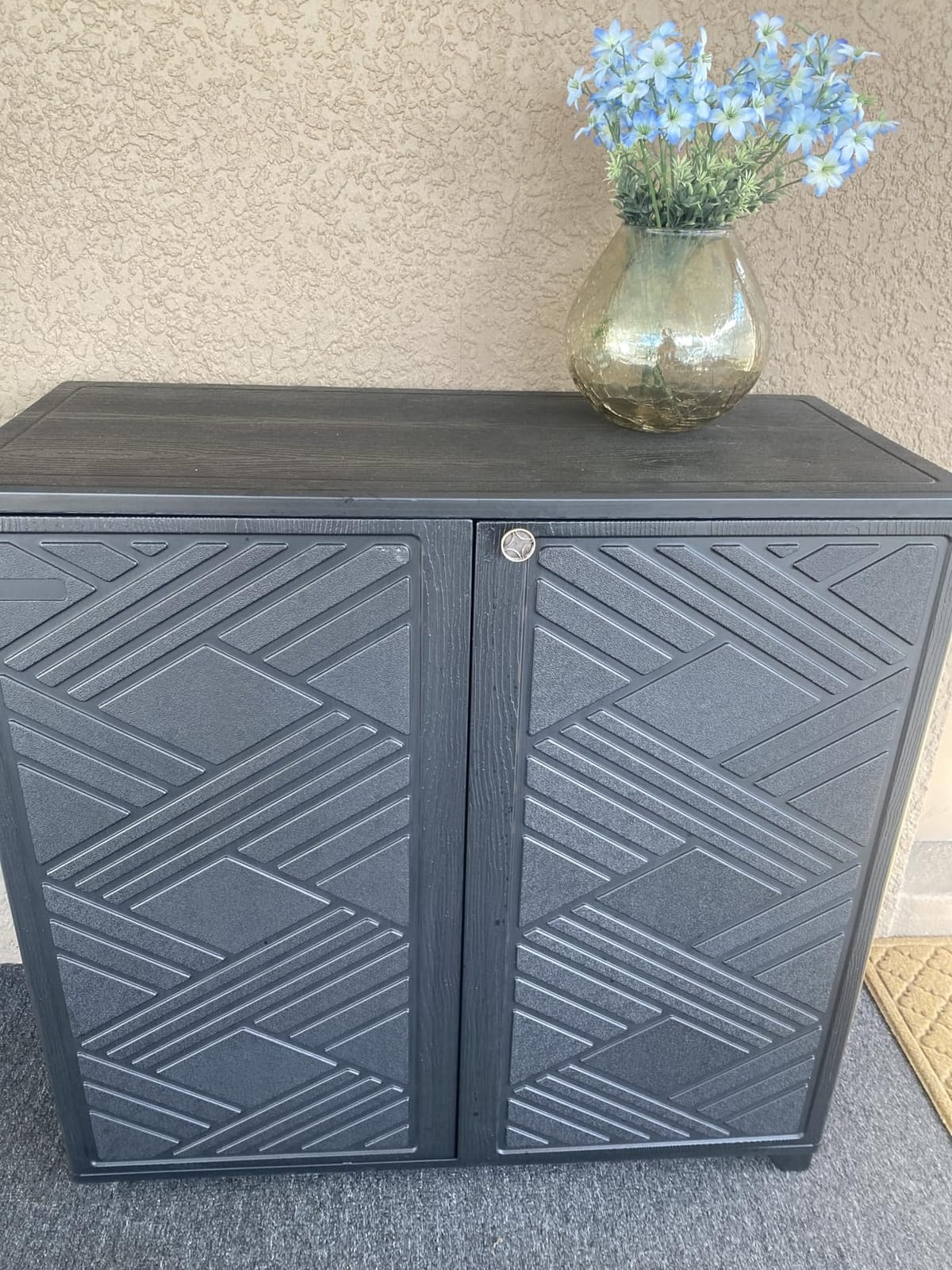 ADDOK Outdoor Storage Cabinet,60 Gallon Waterproof Resin Patio Storage Cabinet with 2 Adjustable Metal Shelf, Upright Outdoor Cabinet for Garden Tools, Pool Supplies, Toys, Porch and Garage customer photo 1