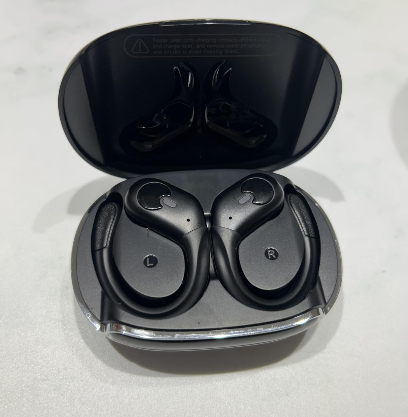 Active Noise Cancelling Ear Buds Wireless Earbuds 90H Playtime Bluetooth Headphones Stereo Bass Over-Ear Hooks Earphones with Power Display Case IPX7 Waterproof Headset for Workout/Running, Black customer photo 1