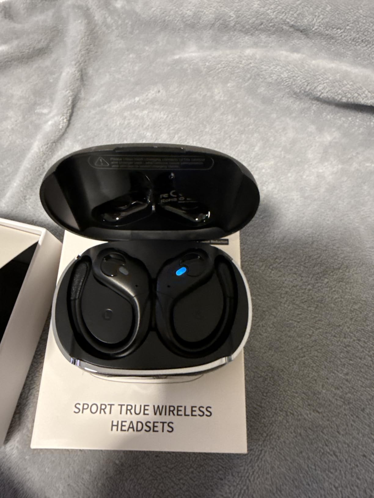 Active Noise Cancelling Ear Buds Wireless Earbuds 90H Playtime Bluetooth Headphones Stereo Bass Over-Ear Hooks Earphones with Power Display Case IPX7 Waterproof Headset for Workout/Running, Black customer photo 2