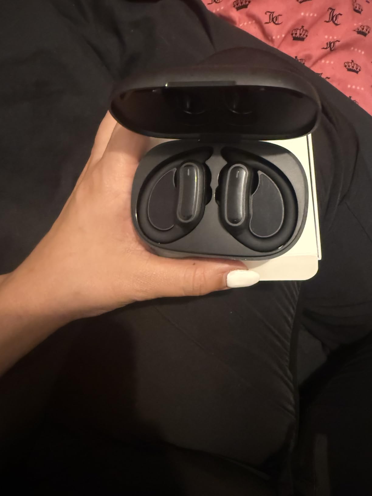 Wireless Earbuds Bluetooth Headphones, 54H Playtime Stereo Over Ear Buds with ENC Noise Cancelling, LED Power Display, IPX7 Waterproof Sport Earphones with Earhooks for Running/Workouts (Black) customer photo 1