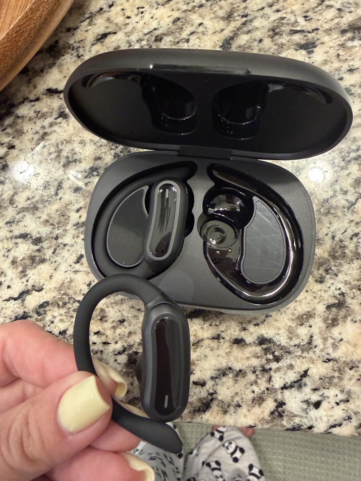 Wireless Earbuds Bluetooth Headphones, 54H Playtime Stereo Over Ear Buds with ENC Noise Cancelling, LED Power Display, IPX7 Waterproof Sport Earphones with Earhooks for Running/Workouts (Black) customer photo 2