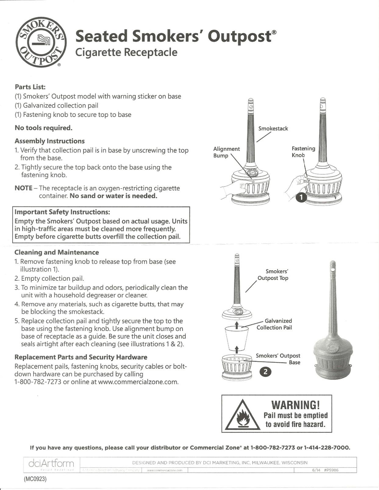 Commercial Zone Smokers' Outpost Outdoor Ash Urn, Beige HDPE, 1.25 Gal. (711402) customer photo 2