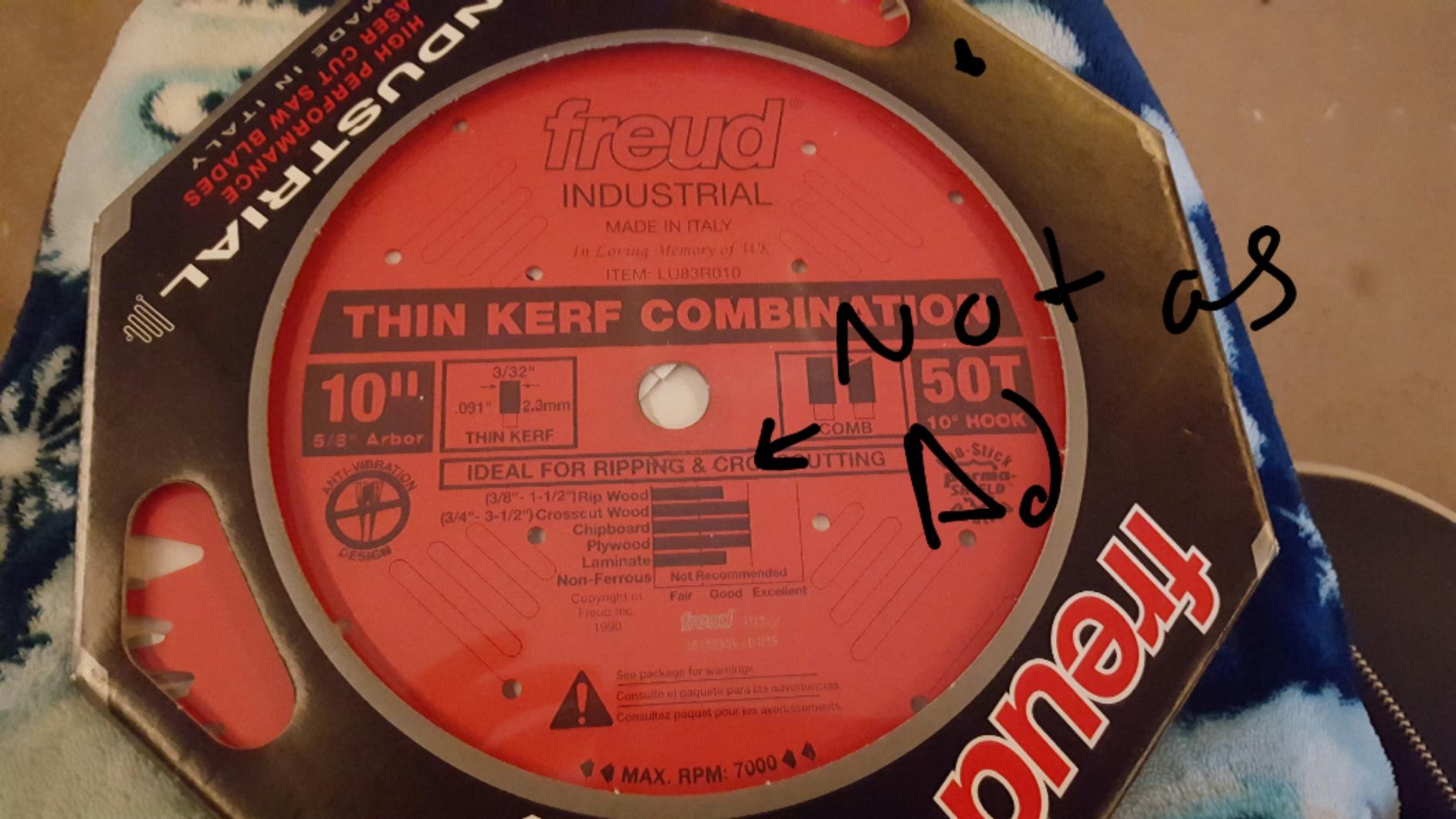 Freud LU83R010 Industrial 10-in 50T Thin Kerf Combination Saw Blade customer photo 2
