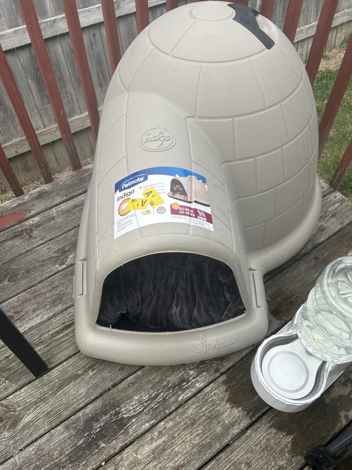 Petmate Large Dog House, Indigo Igloo Style, Taupe and Black | Weatherproof Construction for Dogs 50 to 90 Pounds, Made in USA customer photo 2
