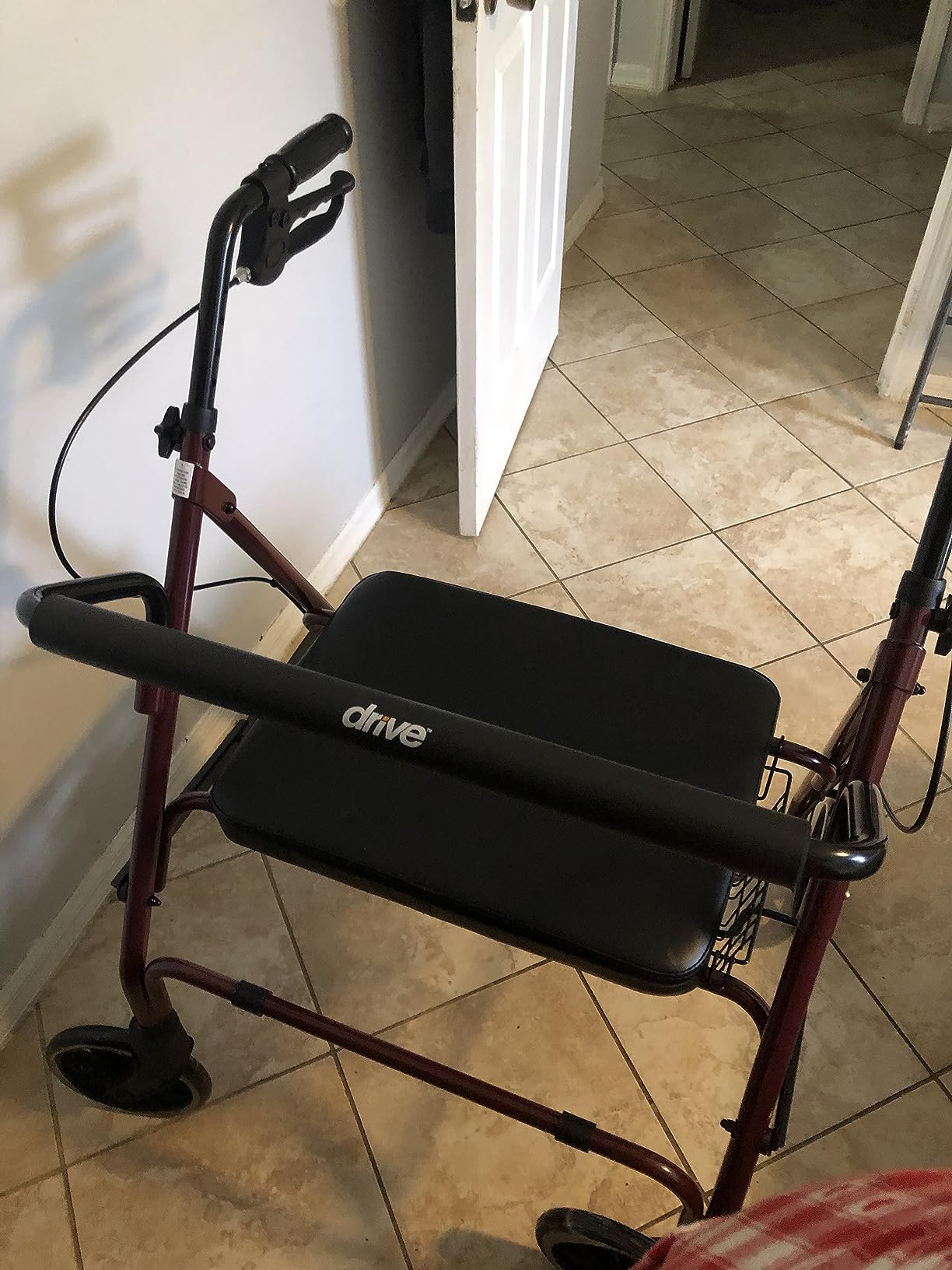 Drive Medical Bariatric Foldable Rollator Walker with Seat, Red customer photo 2