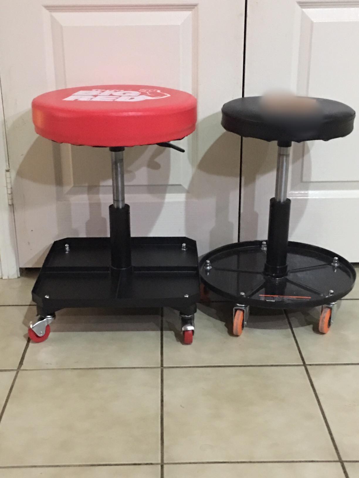 BIG RED TR6350 Torin Rolling Pneumatic Creeper Garage/Shop Seat: Padded Adjustable Mechanic Stool with Tool Tray Storage, Red Large customer photo 1