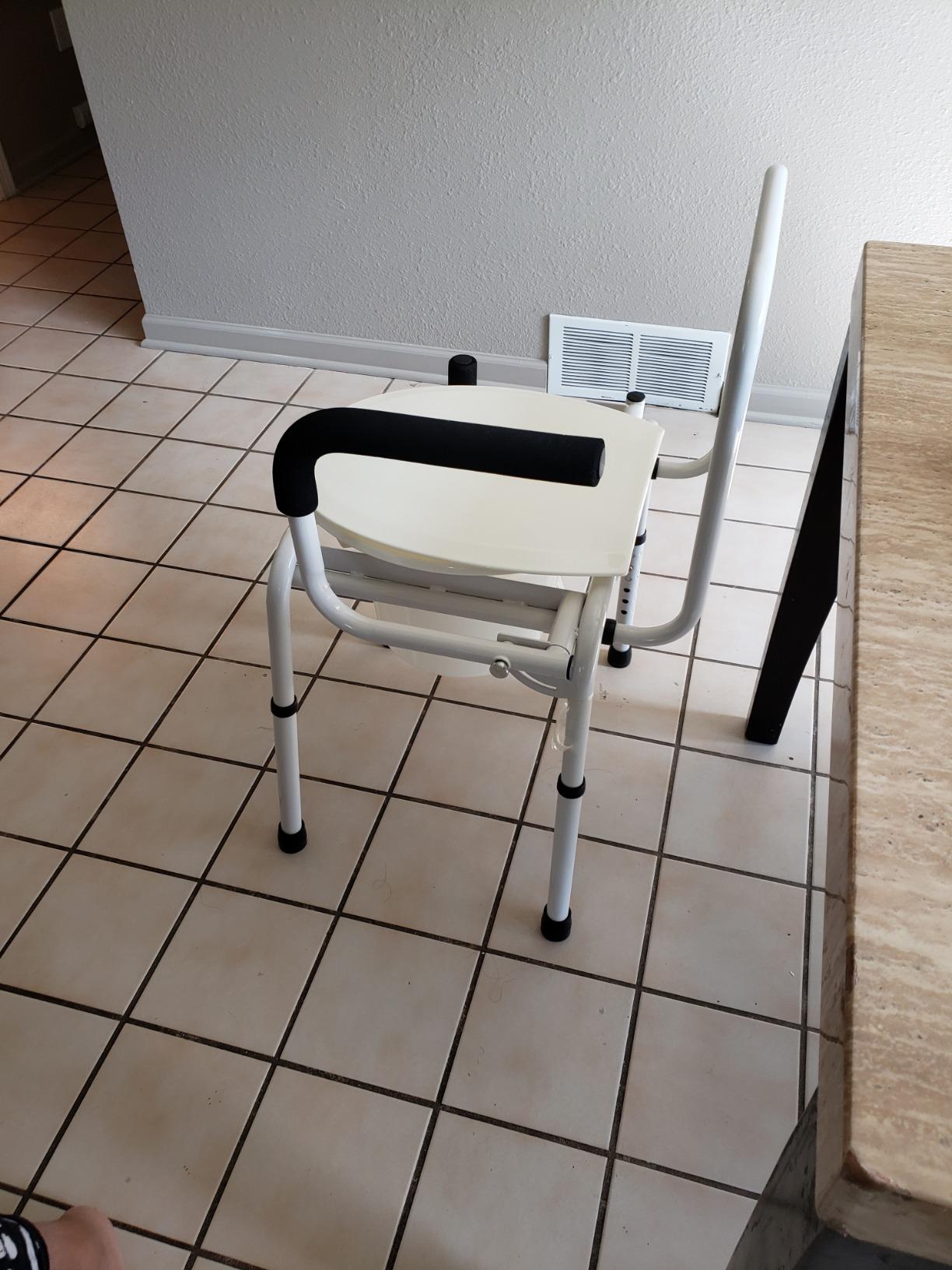 DMI Portable Toilet for Adults, Deluxe Commode for The Elderly, FSA HSA Eligible, Drop Arm Commode for Easy Transfers, Steel Portable Toilet or Porta Potty, Easy No Tool Assembly, White customer photo 1