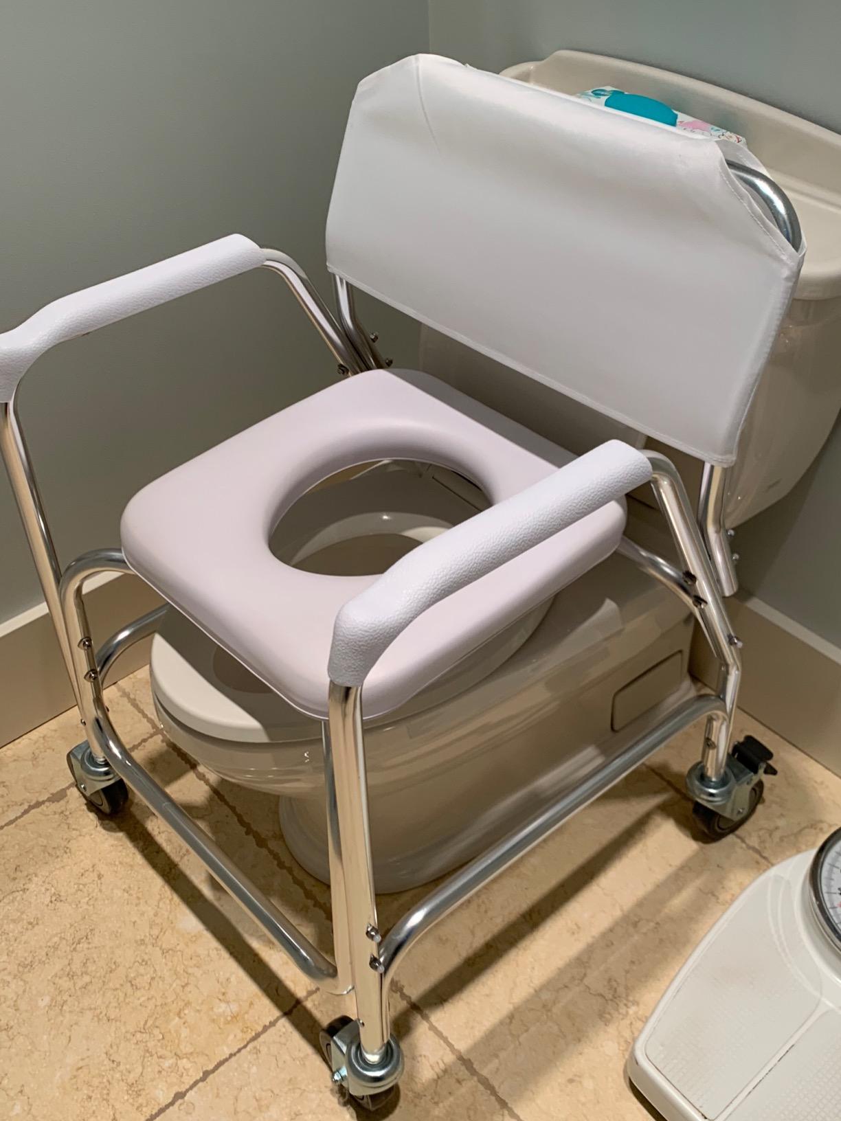 DMI Rolling Shower Chair, Commode, Transport Chair, FSA Eligible, Rolling Bathroom Wheelchair for Handicap, Elderly, Injured or Disabled, 250 Lb. Weight Capacity, Aluminum Frame, White customer photo 2