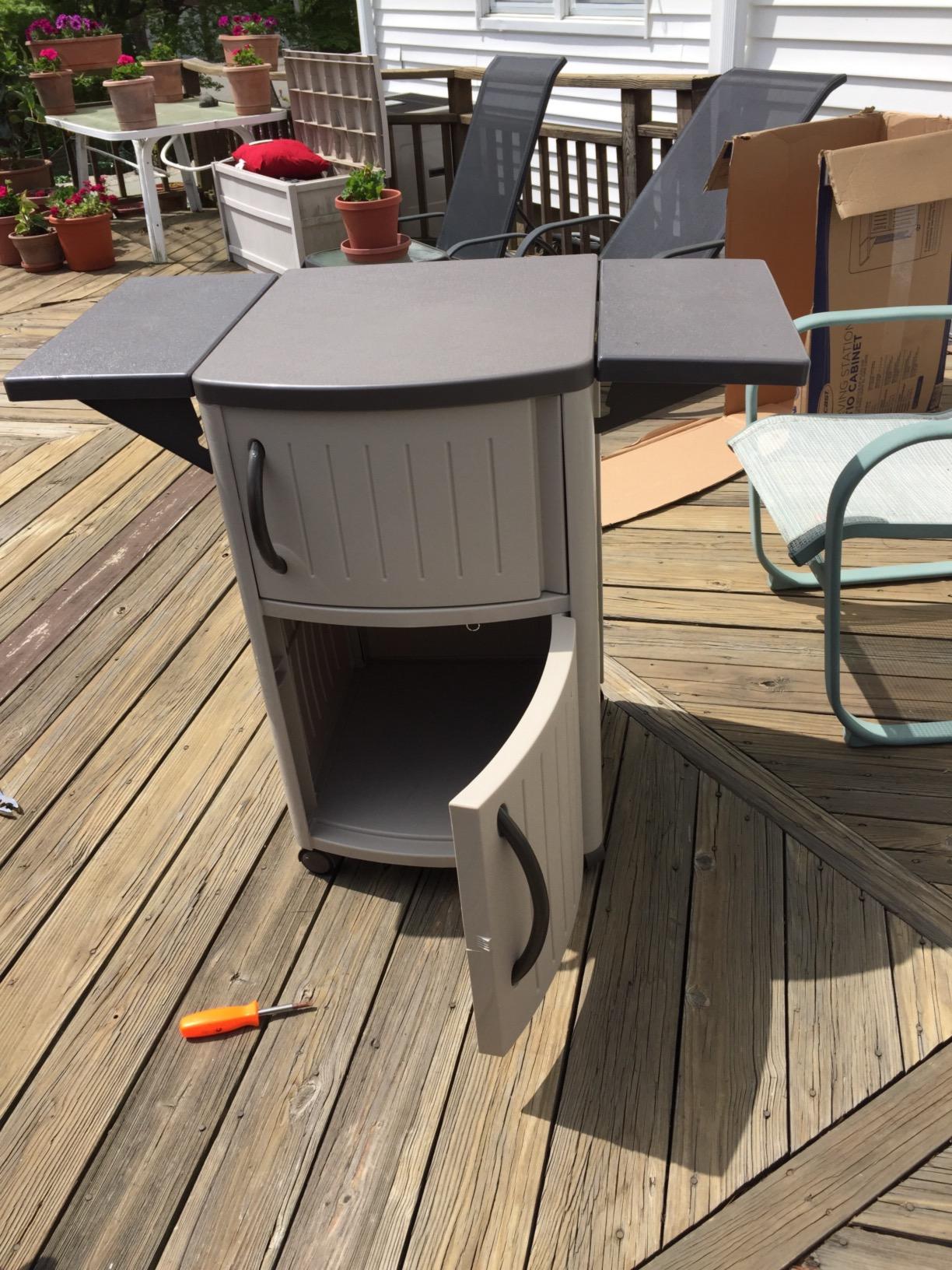 Suncast Outdoor Grilling Prep Station Table with Storage, Taupe/Brown customer photo 1