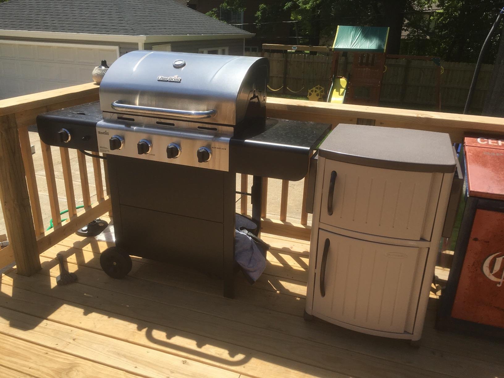 Suncast Outdoor Grilling Prep Station Table with Storage, Taupe/Brown customer photo 2
