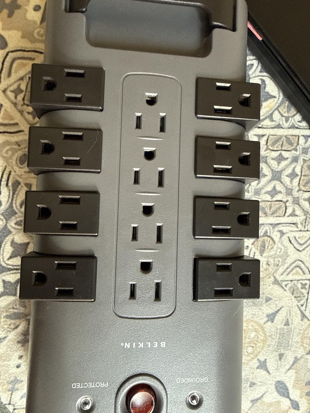 Belkin Surge Protector Power Strip w/ 8 Rotating & 4 Standard Outlets - 8ft Sturdy Extension Cord w/ Flat Pivot Plug for Home, Office, Travel, Desktop & Charging Brick - 4320 Joules of Protection customer photo 2