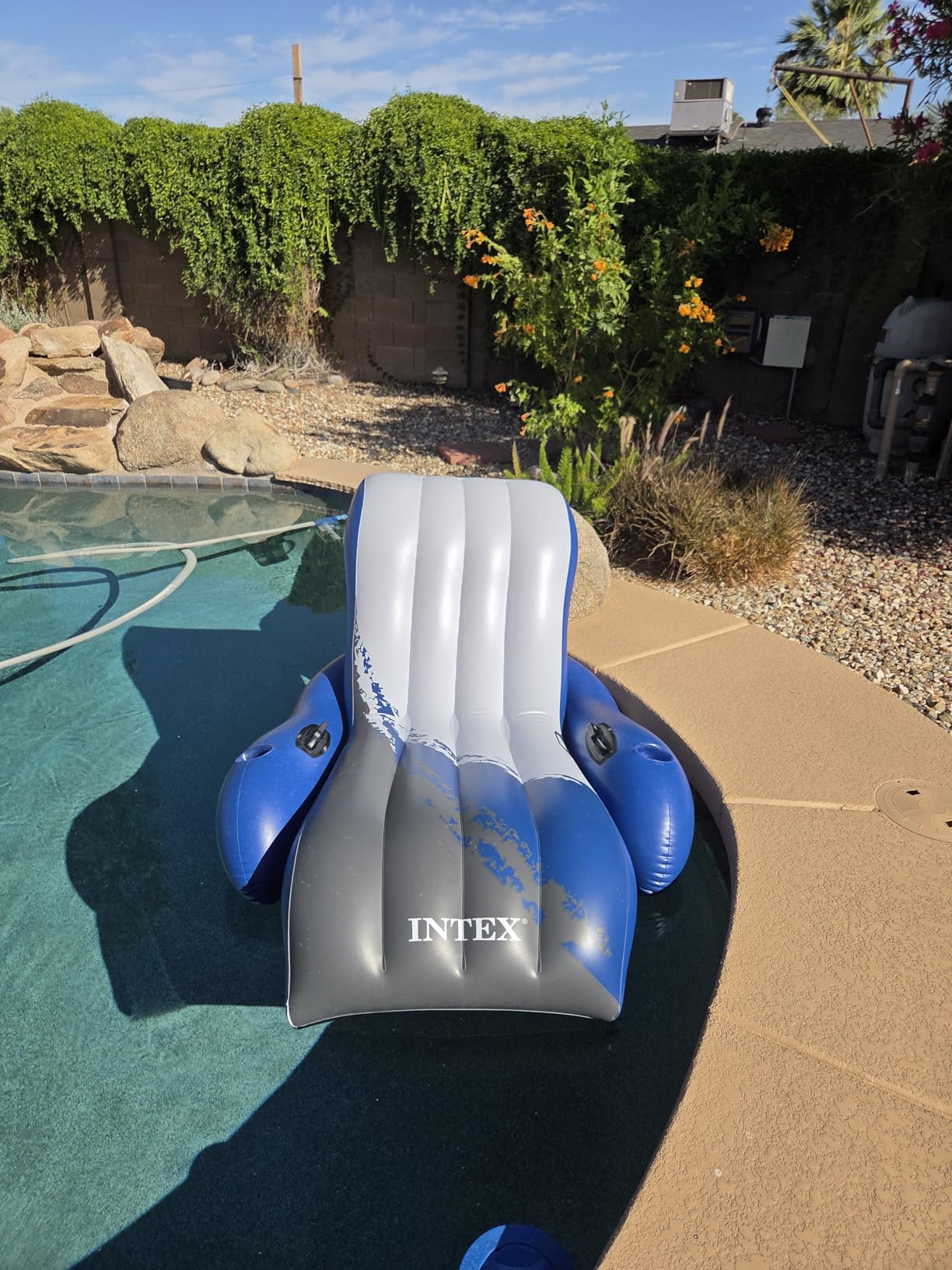 INTEX Inflatable Floating Swimming Pool Recliner Lounge Chair for Adults | 58868EP - Large Water Lounger with Contoured Backrest, Armrests, 2 Cupholders for Tanning & Relaxing customer photo 1