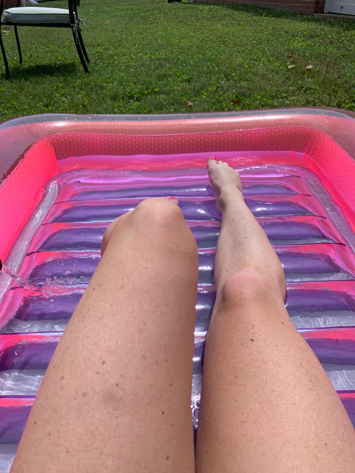 SWIMLINE Original Suntan Tub Series Classic Inflatable Tanning Float Floating Lounge | Personal Tan Pool Hybrid Lounger | Adjustable Pillow | Fill with Water | Reflective Tanning Design customer photo 2
