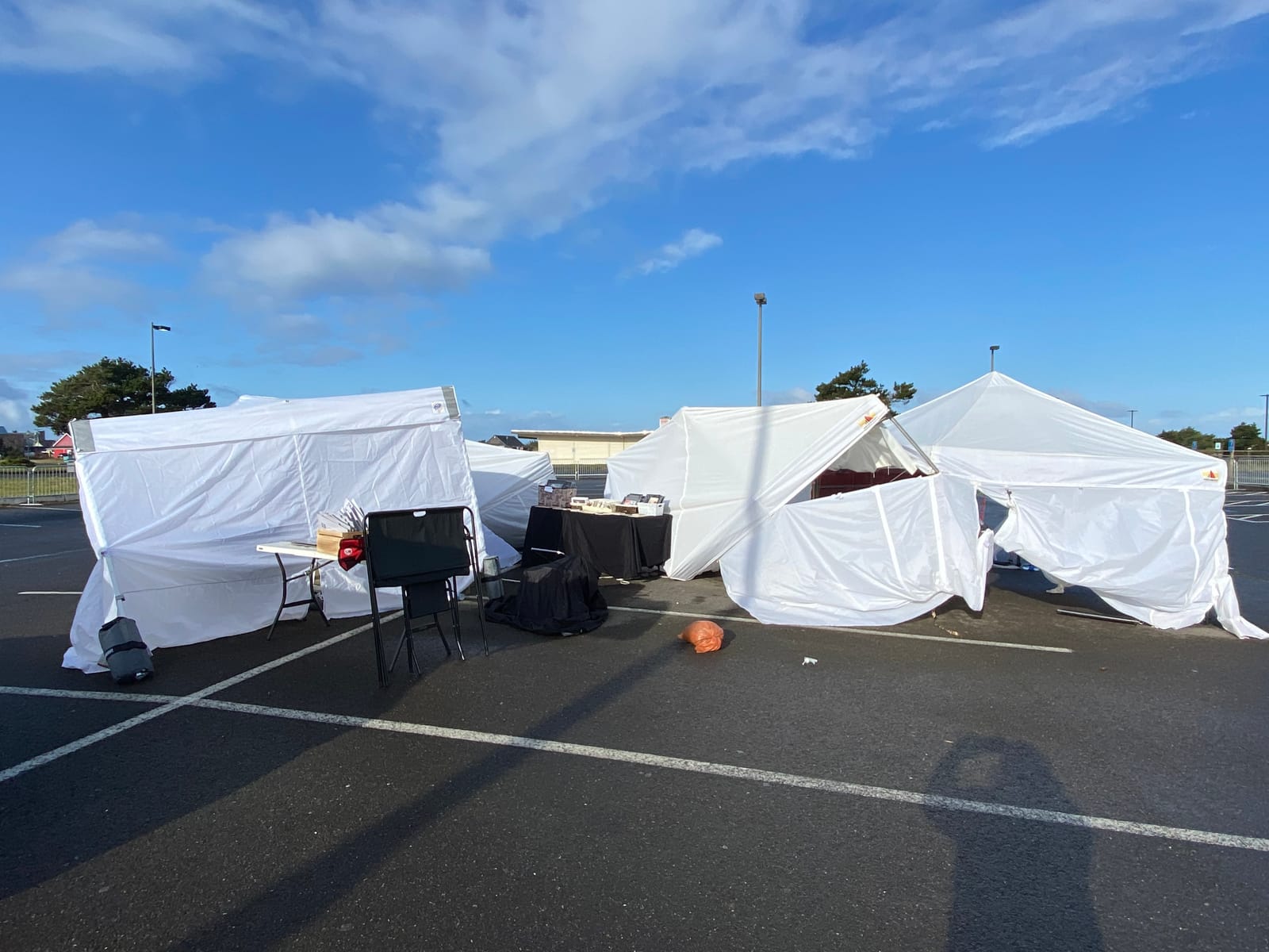 E-Z UP ES100S Instant Commercial Pop Up Canopy Tent, 10' x 10' with 3 Sidewalls, 1 Mid-Zip Sidewall and Wide-Trax Roller Bag, White customer photo 2