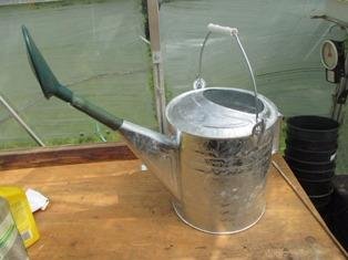 Behrens Weatherproof Hot Dipped Galvanized Steel Watering Can with Wooden Handle and Side Handle for Watering Flowers and Gardens, Gray. customer photo 1