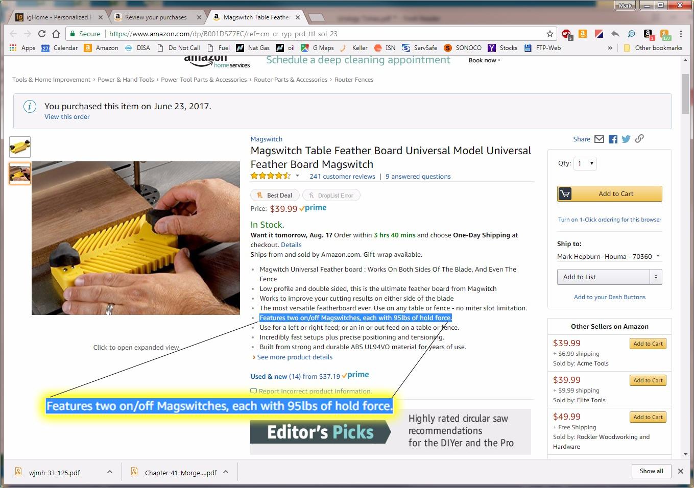 Magswitch Universal Featherboard for Table Saws & Router Tables customer photo 2