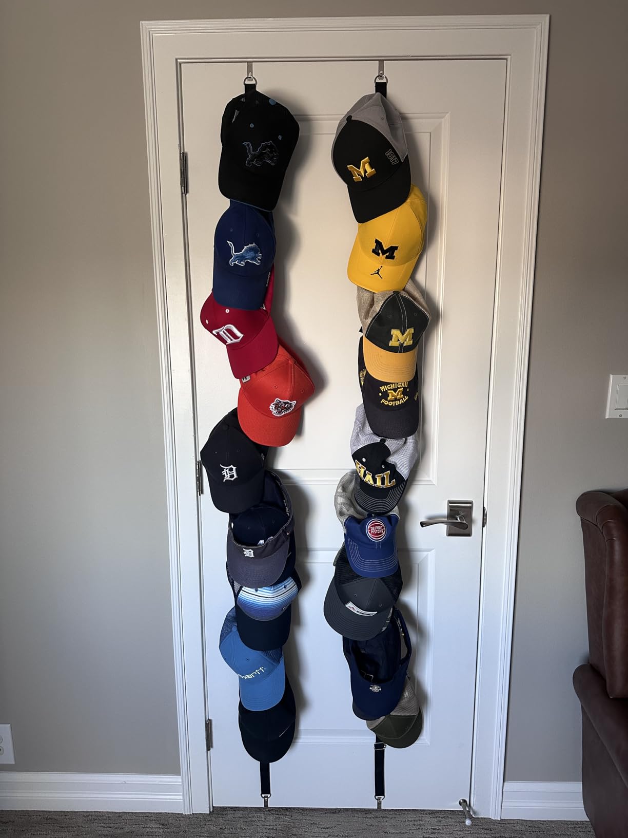 Perfect Curve CapRack Over-The-Door Hat Organizer for Baseball Caps, 2 Straps, Holds 18-36 Caps customer photo 1