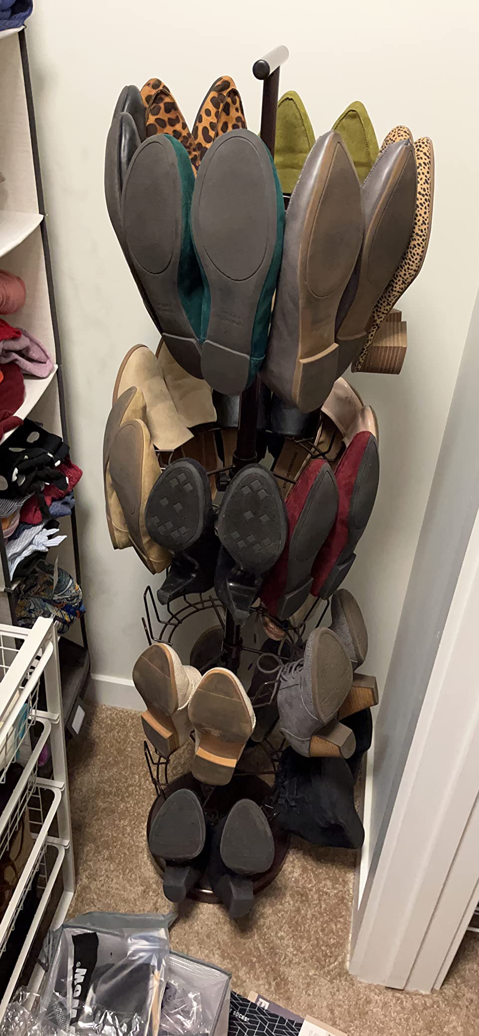 Household Essentials 4-Tier Revolving Shoe Tree, Heavy-Duty Steel with Stabilized Base, Holds 24 Pairs of Shoes, Great for Most Styles, Chromelike Finish customer photo 1