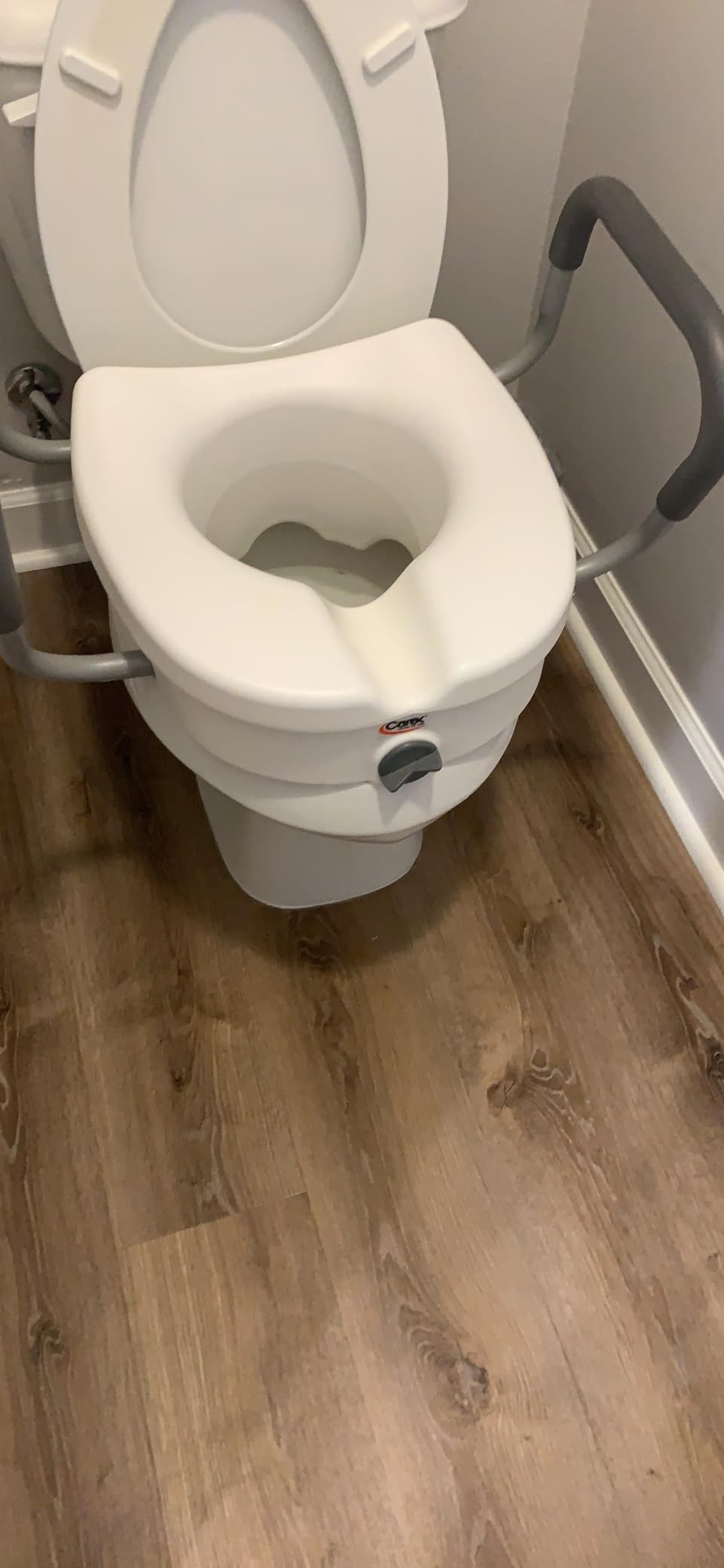 Carex E-Z Lock Raised Toilet Seat With Handles, 5