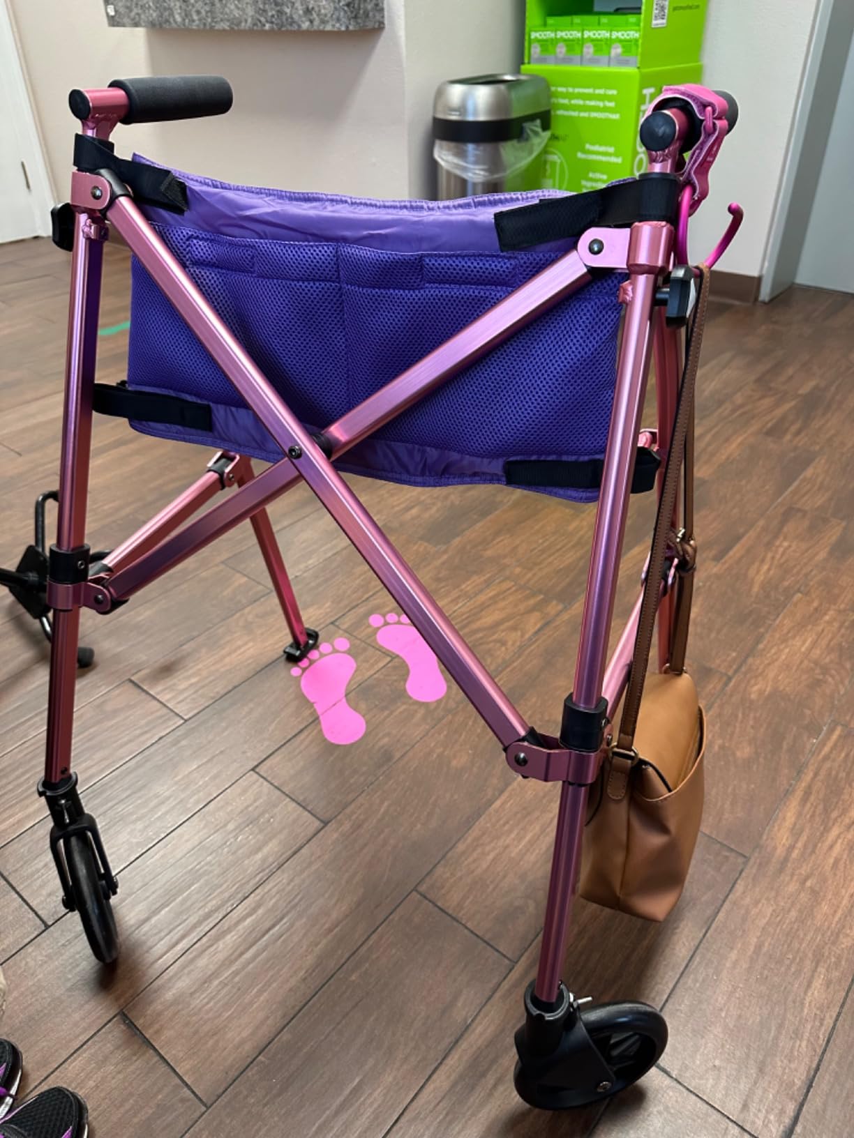 Stander Space Saver Walker, Lightweight Folding Rolling Mobility Aid for Seniors & Adults, Compact 2-Wheel Disability Device with 6-inch Wheels & Ski Glides for Walking Support, Regal Rose customer photo 1