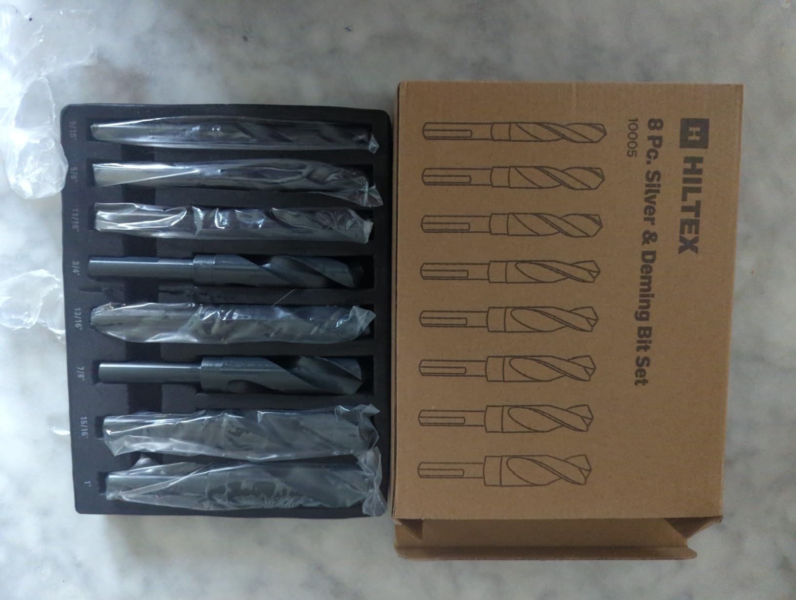 Hiltex 10005 HSS Silver and Deming Industrial Drill Bit Set (8 Pieces), 1/2