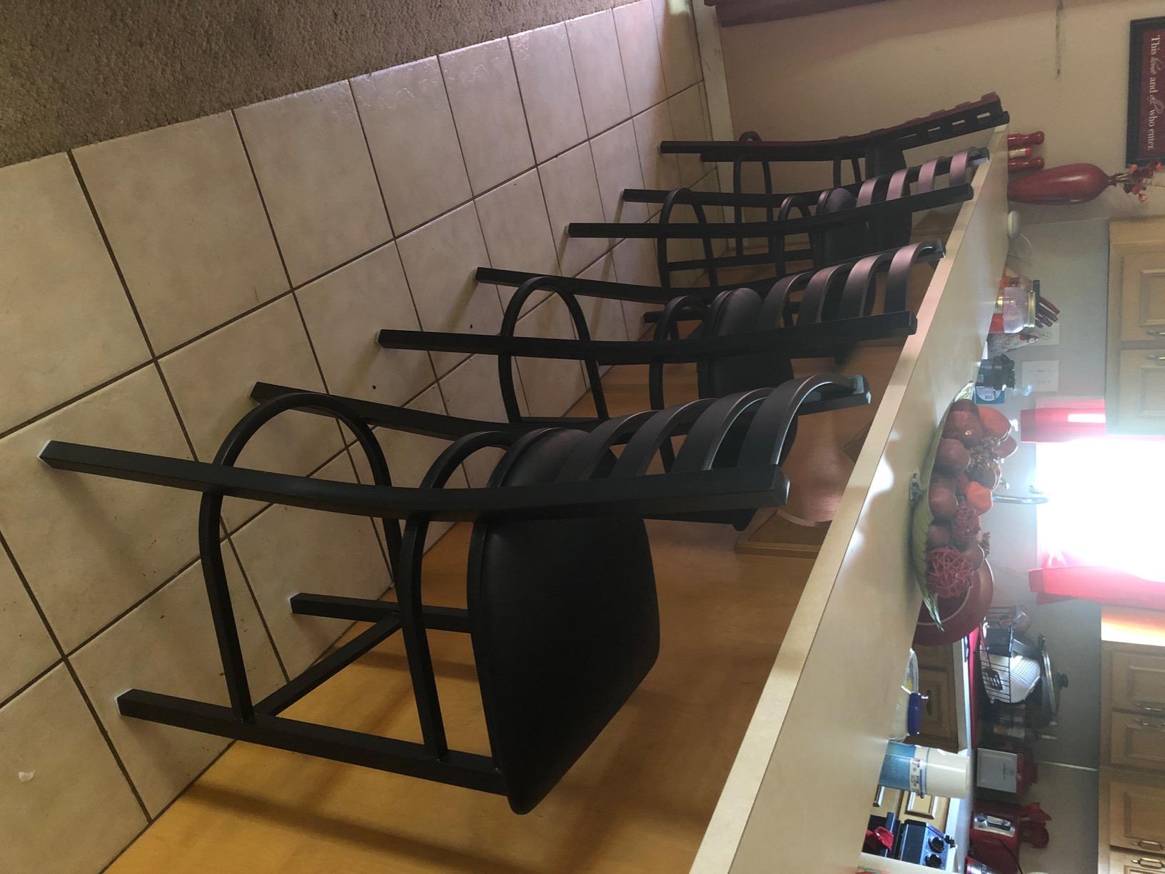 Flash Furniture Hercules Series Ladder Back Metal Restaurant Barstool, Modern Upholstered Armless Bar Height Chair for Restaurants and Kitchens, Black customer photo 1