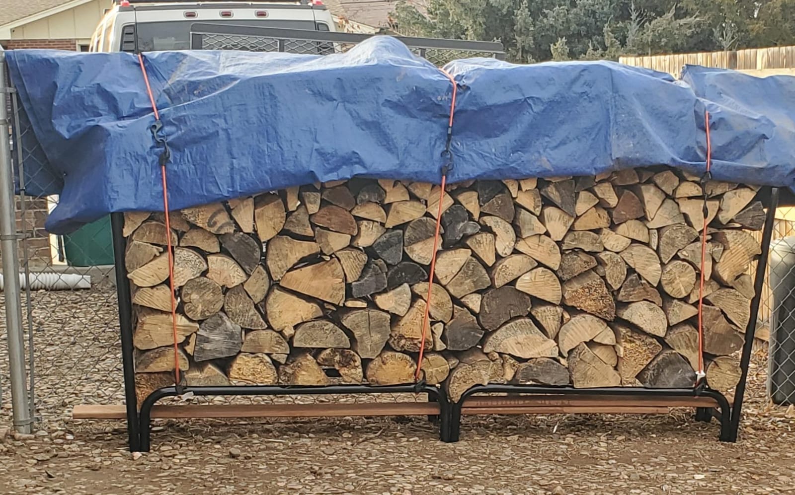 ShelterLogic 4' Adjustable Heavy Duty Outdoor Firewood Rack with Steel Frame Construction and Water-Resistant Cover customer photo 1