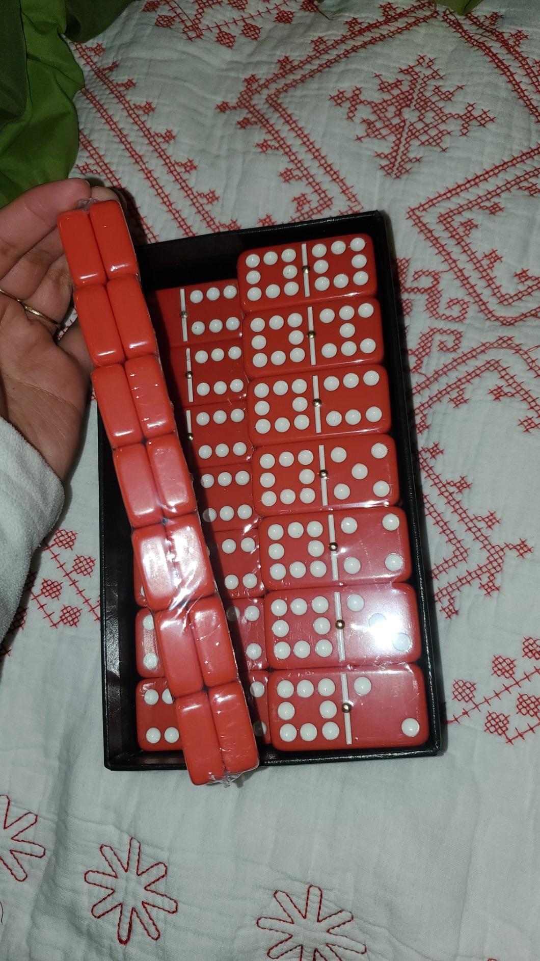 Marion Double 9 Domino Set (55 Tiles) Jumbo Tournament Professional Size with Spinners in Dovetailed Sheesham Wood Box (Black) customer photo 1