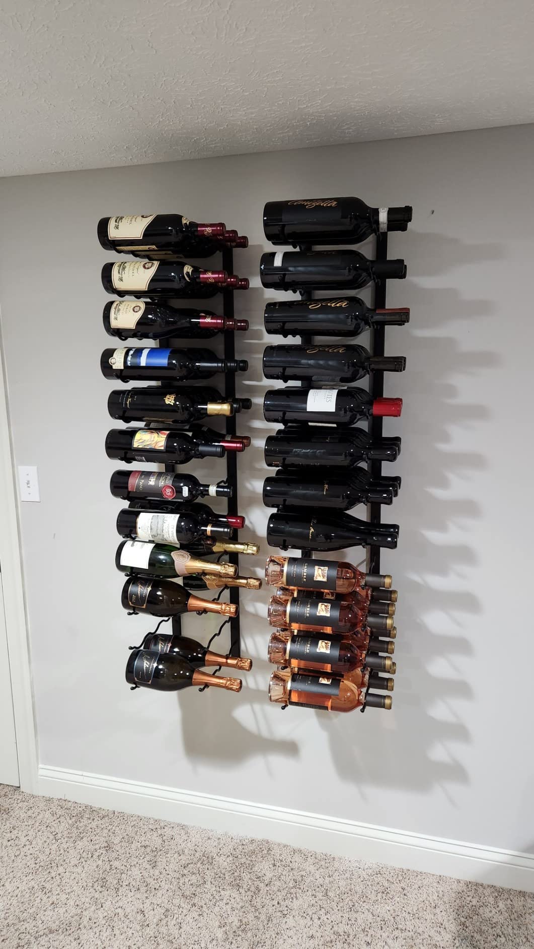 VintageView W Series Pro Wine Rack 4 - Metal Wall Mounted Wine Rack - Modern, Label Forward Wine Storage - Space Saving Wine Rack with 36 Bottle Storage Capacity (Matte Black) customer photo 1
