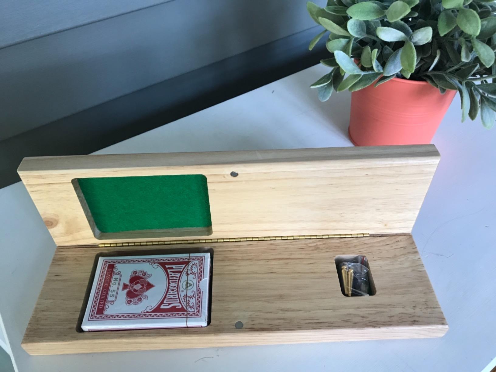 WE Games Wooden Cribbage Board Game Set, Continuous 3 Track for 2-3 Players, Travel Cribbage Board with Card Storage, Includes 9 Metal Pegs & Deck of Cards, Card Games, Classic Board Games for Adults customer photo 2