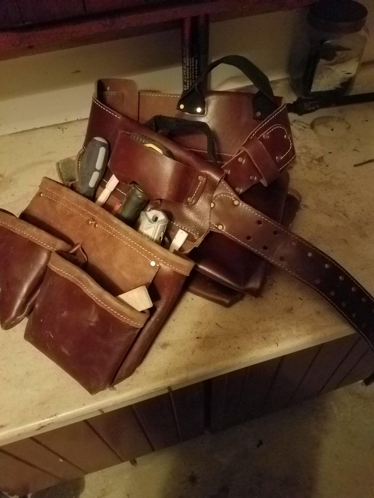 Style n Craft Leather Framer's Tool Belt Combo - 4 Piece Set for Men - Full-Grain Leather with 17 Pockets, Tape Holder & Hammer Loop - Heavy Duty Nylon Stitch - Ideal Carpenter's Tool Belt customer photo 2