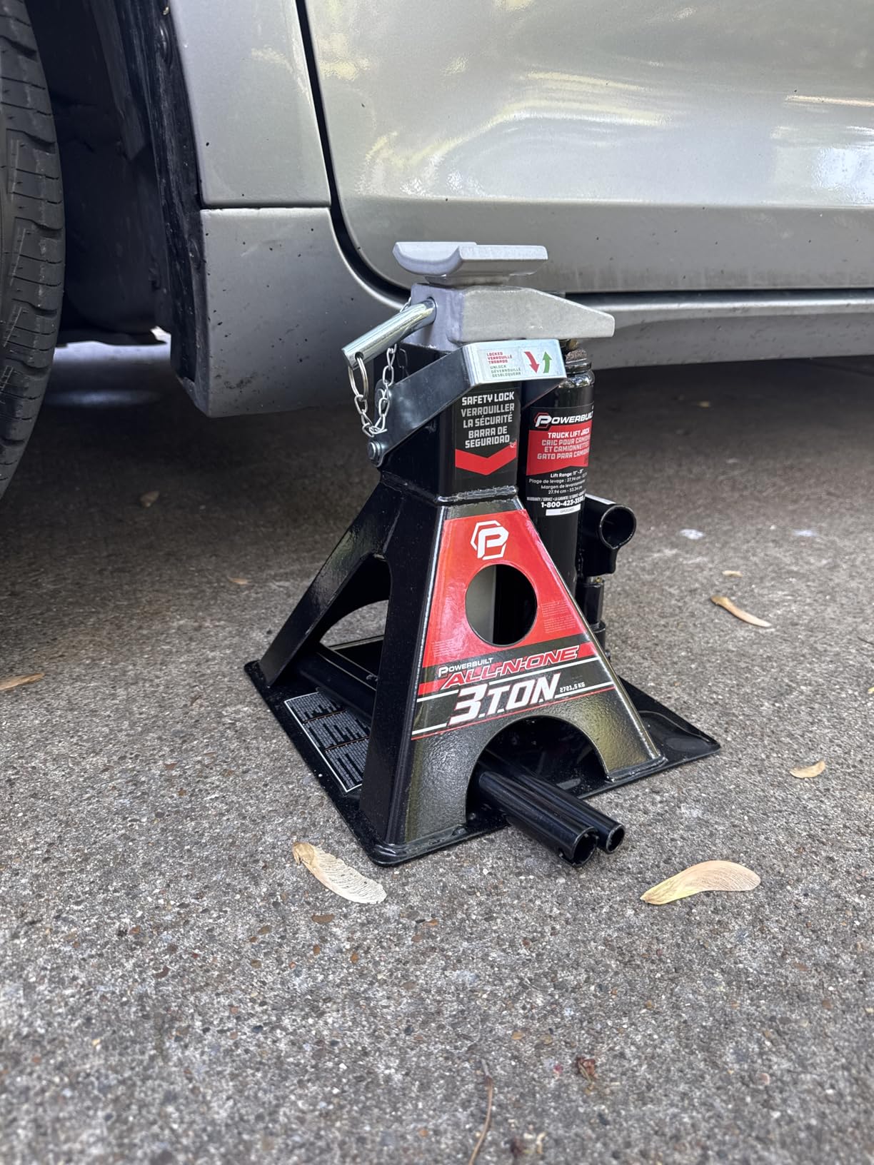 POWERBUILT 3 Ton All-in-One Hydraulic Bottle Jack and Jackstand in One, Compact, Wide Base, 11-21 Inch Range, Eliminates Jackstands, for Trucks, SUVs, RVs, Trailers, ASME, Not for Sedans - 640912 customer photo 2