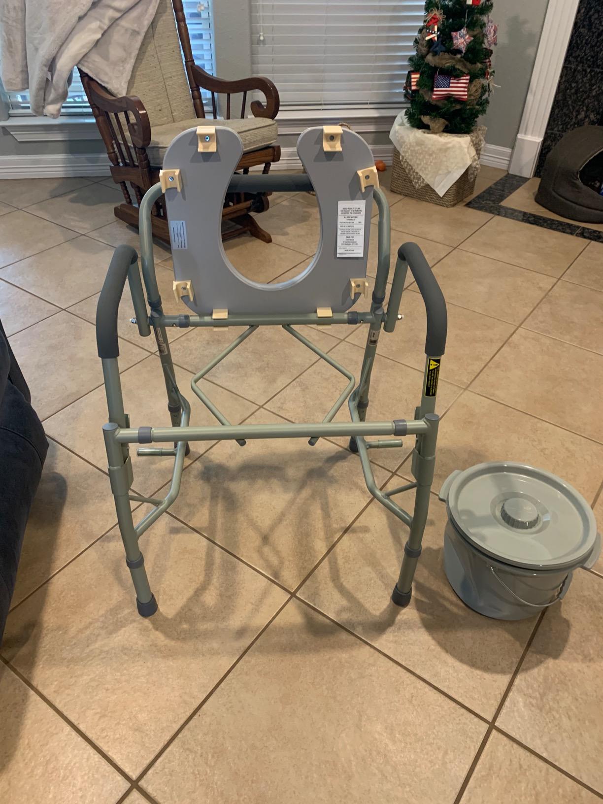 Drive Medical Commode Chair for Toilet with Padded Seat and Arms, Gray customer photo 1