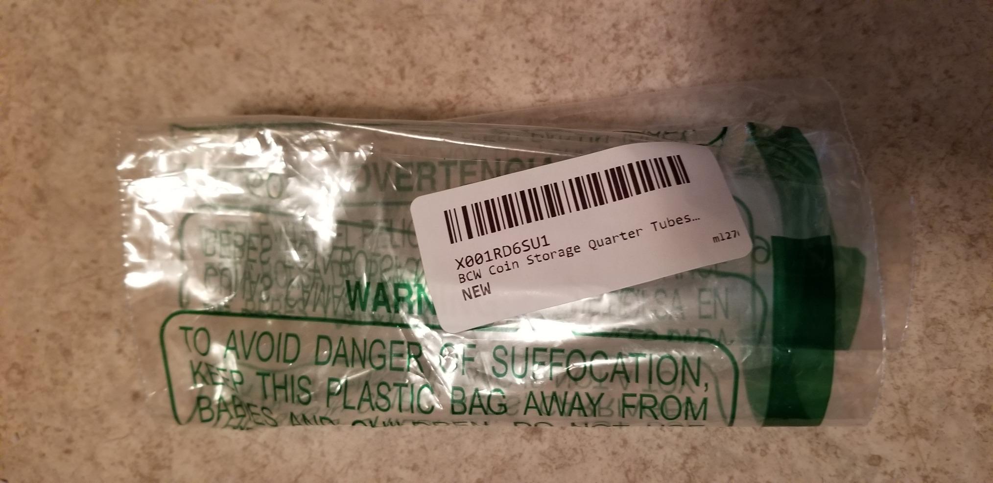 BCW Quarter Coin Tubes for Washington Quarters, Screw-On Caps, 10 Pack | Each clear tube holds 40 unwrapped 24.3 mm US Washington quarters with a secure screw-on cap for organized storage customer photo 1