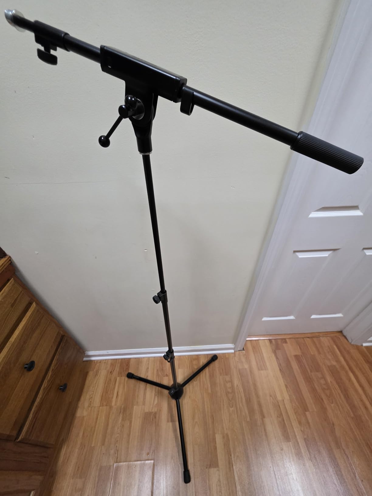 K&M Konig & Meyer 25200.500.55 Microphone Stand With 2 Piece Telescopic Boom Arm | Easy Height Adjustment | Folding Leg Design | Non-Slip Tripod Base | Pro Grade for all Musicians | German Made customer photo 1