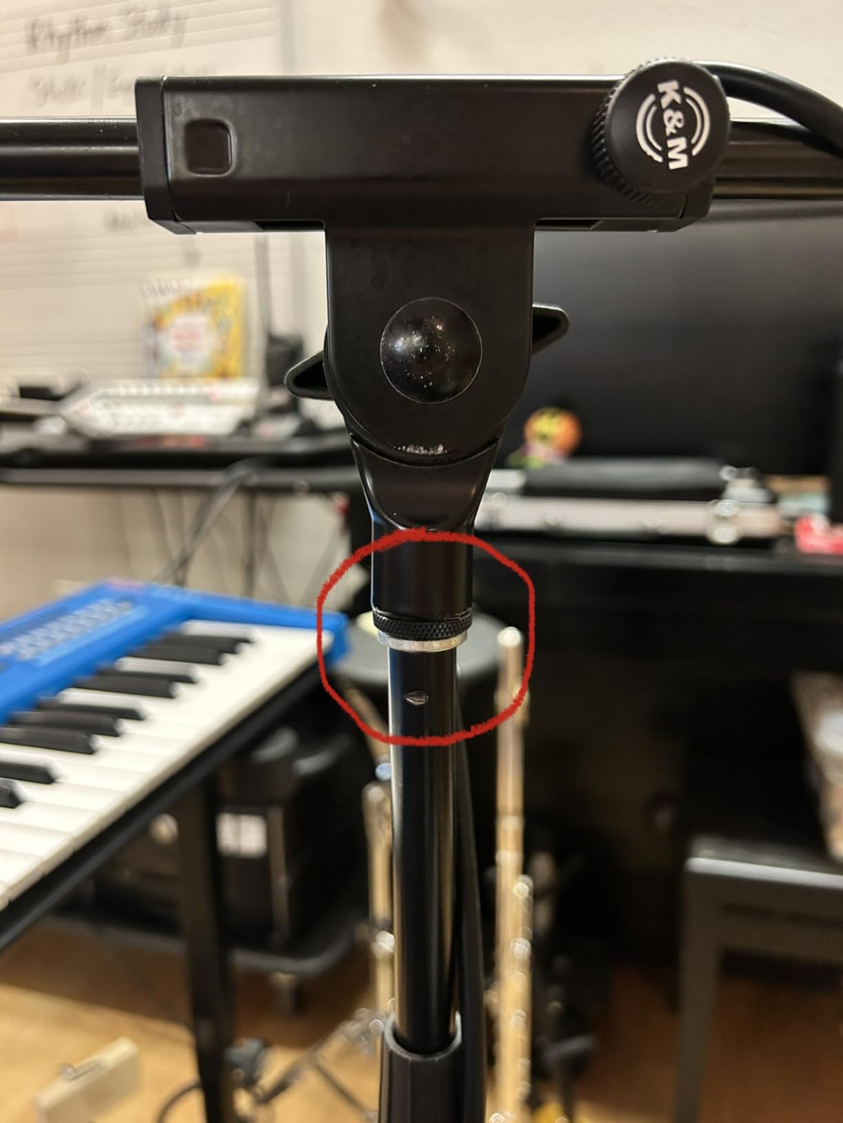 K&M Konig & Meyer 25200.500.55 Microphone Stand With 2 Piece Telescopic Boom Arm | Easy Height Adjustment | Folding Leg Design | Non-Slip Tripod Base | Pro Grade for all Musicians | German Made customer photo 2